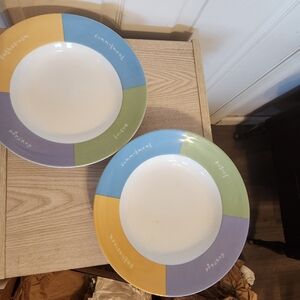 2 Mary Kay Enthusiasm Commitment Belief Courage 10" China Salad Bowls / Plates